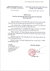 Công khai ngân sách Thành phố Quý II/2022