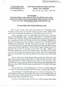 UBND TP phê duyệt Nhiệm vụ Quy hoạch chi tiết tỷ lệ 1/500 Khu dân cư hiện trạng cải tạo chỉnh trang tại tổ 1A, tổ 2, khu 1 phường Hùng Thắng