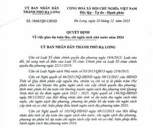 Quyết định v/v giao dự toán thu, chí ngân sách nhà nước năm 2024
