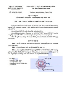 Quyết định về việc miễn nhiệm báo cáo viên pháp luật thành phố